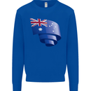 Curled Australia Flag Australian Day Football Kids Sweatshirt Jumper Royal Blue