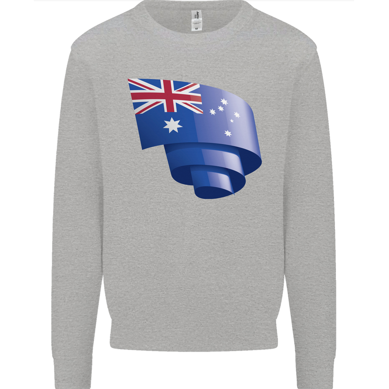 Curled Australia Flag Australian Day Football Kids Sweatshirt Jumper Sports Grey