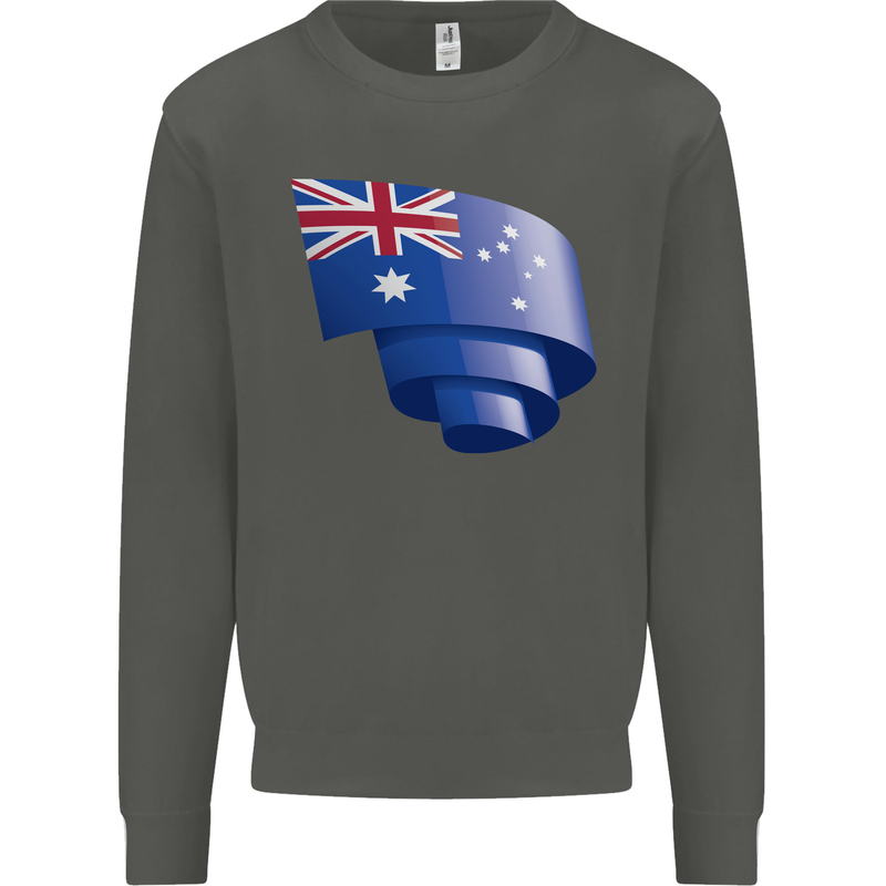 Curled Australia Flag Australian Day Football Kids Sweatshirt Jumper Storm Grey