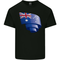 Curled Australia Flag Australian Day Football Kids T-Shirt Childrens Black