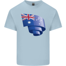 Curled Australia Flag Australian Day Football Kids T-Shirt Childrens Light Blue