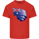 Curled Australia Flag Australian Day Football Kids T-Shirt Childrens Red