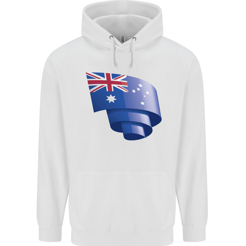 Curled Australia Flag Australian Day Football Mens 80% Cotton Hoodie White