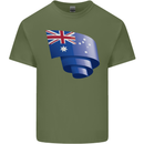 Curled Australia Flag Australian Day Football Mens Cotton T-Shirt Tee Top Military Green