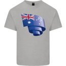 Curled Australia Flag Australian Day Football Mens Cotton T-Shirt Tee Top Sports Grey