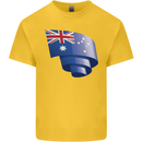 Curled Australia Flag Australian Day Football Mens Cotton T-Shirt Tee Top Yellow