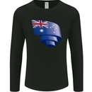 Curled Australia Flag Australian Day Football Mens Long Sleeve T-Shirt Black