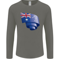 Curled Australia Flag Australian Day Football Mens Long Sleeve T-Shirt Charcoal