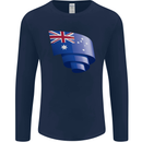 Curled Australia Flag Australian Day Football Mens Long Sleeve T-Shirt Navy Blue
