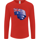 Curled Australia Flag Australian Day Football Mens Long Sleeve T-Shirt Red