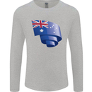 Curled Australia Flag Australian Day Football Mens Long Sleeve T-Shirt Sports Grey
