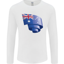 Curled Australia Flag Australian Day Football Mens Long Sleeve T-Shirt White