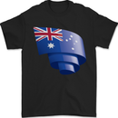 Curled Australia Flag Australian Day Football Mens T-Shirt 100% Cotton Black