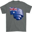 Curled Australia Flag Australian Day Football Mens T-Shirt 100% Cotton Charcoal