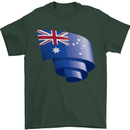 Curled Australia Flag Australian Day Football Mens T-Shirt 100% Cotton Forest Green
