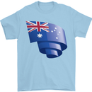 Curled Australia Flag Australian Day Football Mens T-Shirt 100% Cotton Light Blue