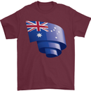 Curled Australia Flag Australian Day Football Mens T-Shirt 100% Cotton Maroon