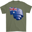 Curled Australia Flag Australian Day Football Mens T-Shirt 100% Cotton Military Green
