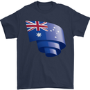 Curled Australia Flag Australian Day Football Mens T-Shirt 100% Cotton Navy Blue