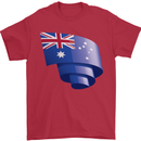 Curled Australia Flag Australian Day Football Mens T-Shirt 100% Cotton Red