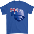 Curled Australia Flag Australian Day Football Mens T-Shirt 100% Cotton Royal Blue