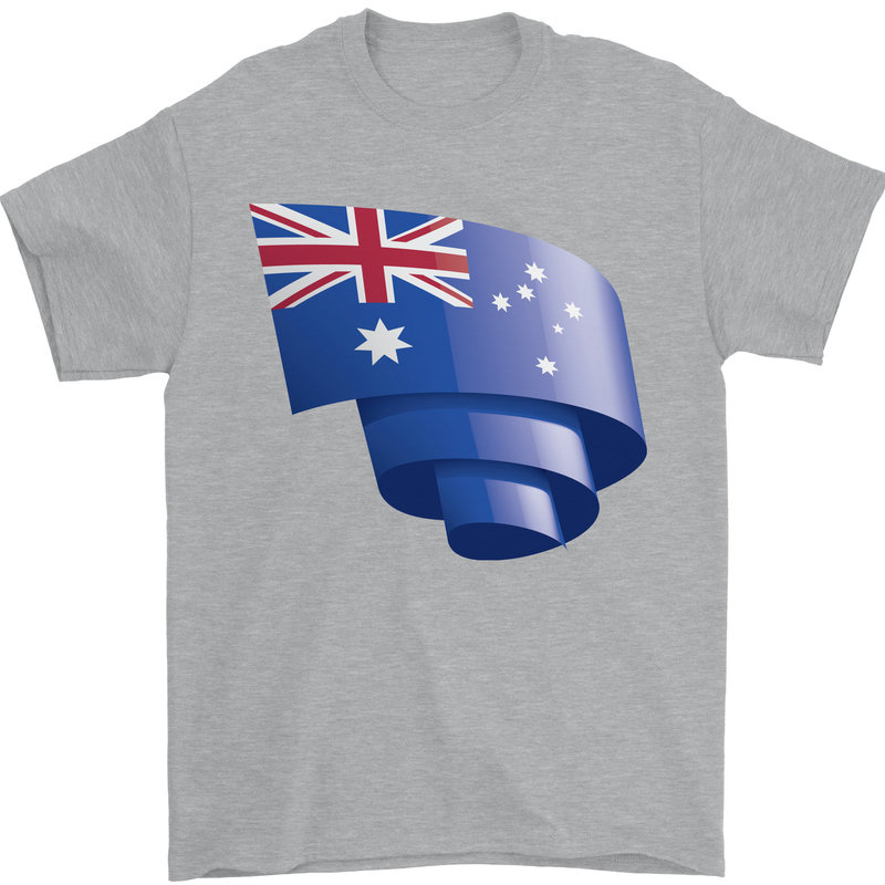 Curled Australia Flag Australian Day Football Mens T-Shirt 100% Cotton Sports Grey