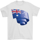 Curled Australia Flag Australian Day Football Mens T-Shirt 100% Cotton White