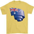 Curled Australia Flag Australian Day Football Mens T-Shirt 100% Cotton Yellow