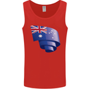 Curled Australia Flag Australian Day Football Mens Vest Tank Top Red