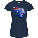 Curled Australia Flag Australian Day Football Womens Petite Cut T-Shirt Navy Blue
