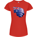 Curled Australia Flag Australian Day Football Womens Petite Cut T-Shirt Red