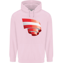 Curled Austria Flag Austrian Day Football Childrens Kids Hoodie Light Pink