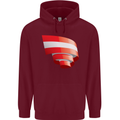 Curled Austria Flag Austrian Day Football Childrens Kids Hoodie Maroon