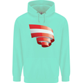 Curled Austria Flag Austrian Day Football Childrens Kids Hoodie Peppermint