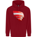 Curled Austria Flag Austrian Day Football Childrens Kids Hoodie Red