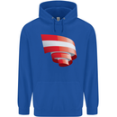 Curled Austria Flag Austrian Day Football Childrens Kids Hoodie Royal Blue