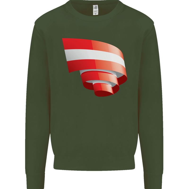 Curled Austria Flag Austrian Day Football Kids Sweatshirt Jumper Forest Green
