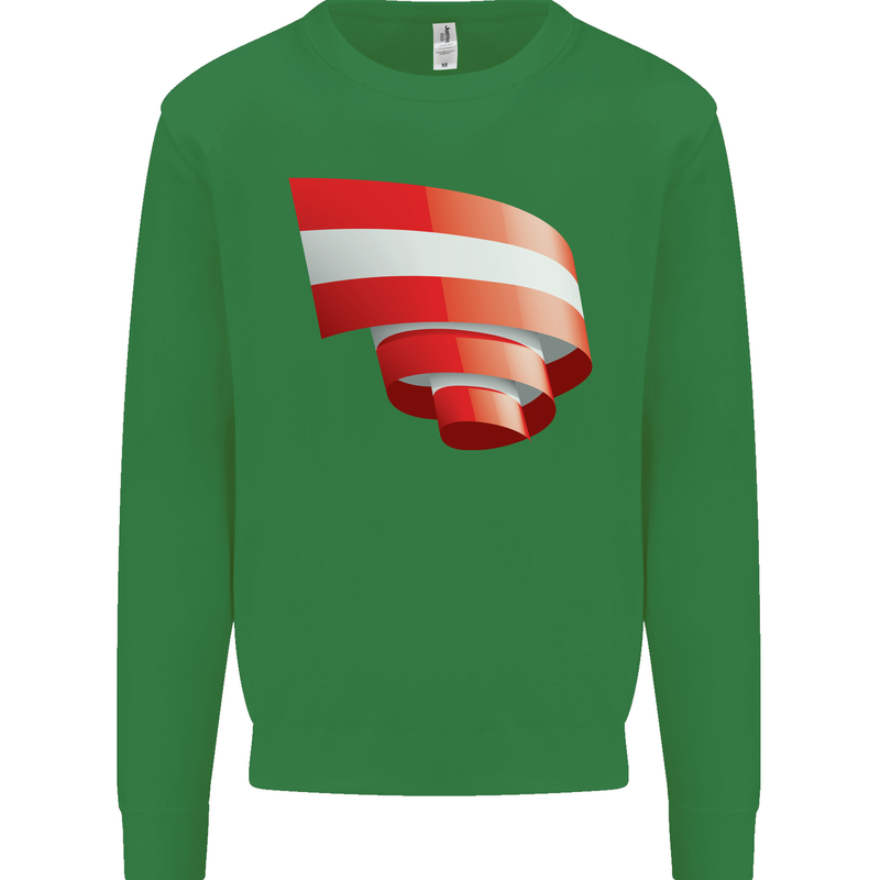 Curled Austria Flag Austrian Day Football Kids Sweatshirt Jumper Irish Green