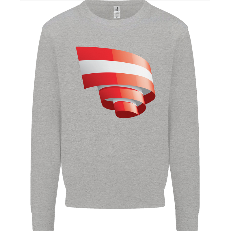 Curled Austria Flag Austrian Day Football Kids Sweatshirt Jumper Sports Grey