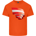 Curled Austria Flag Austrian Day Football Kids T-Shirt Childrens Orange