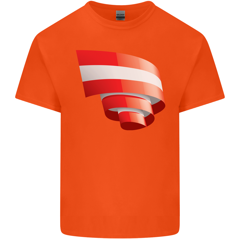 Curled Austria Flag Austrian Day Football Kids T-Shirt Childrens Orange