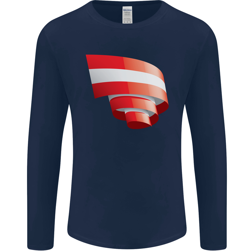 Curled Austria Flag Austrian Day Football Mens Long Sleeve T-Shirt Navy Blue