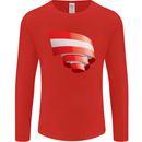 Curled Austria Flag Austrian Day Football Mens Long Sleeve T-Shirt Red