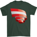 Curled Austria Flag Austrian Day Football Mens T-Shirt 100% Cotton Forest Green
