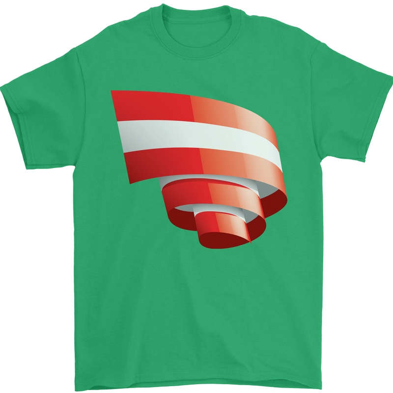 Curled Austria Flag Austrian Day Football Mens T-Shirt 100% Cotton Irish Green