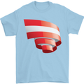 Curled Austria Flag Austrian Day Football Mens T-Shirt 100% Cotton Light Blue
