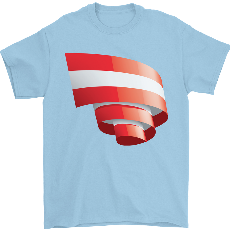 Curled Austria Flag Austrian Day Football Mens T-Shirt 100% Cotton Light Blue