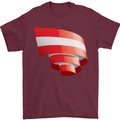 Curled Austria Flag Austrian Day Football Mens T-Shirt 100% Cotton Maroon