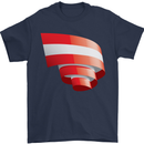 Curled Austria Flag Austrian Day Football Mens T-Shirt 100% Cotton Navy Blue