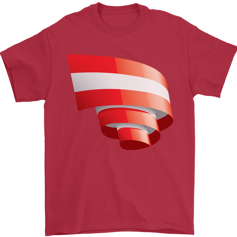 Curled Austria Flag Austrian Day Football Mens T-Shirt 100% Cotton Red